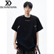 杜小閑美式金屬拉鏈重磅短袖t恤男夏季高街設計感潮牌痞帥休閑半袖體恤 黑色 XL 身高175-180cm體重140-155斤