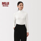 MUJI女式 起毛 羅紋編織 高領(lǐng)長(cháng)袖T恤 針織衫打底衫女裝25年冬季 白色 M （160/84A）