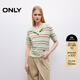 ONLY2025秋季新款學(xué)院風(fēng)Polo領(lǐng)輕薄條紋短袖針織衫女|125345005 H42米拉薄荷綠條紋 L