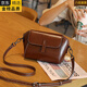 GIOIO德國進(jìn)口品牌油蠟皮包包女真皮女包斜挎包牛皮小方包名牌高端時(shí)尚 咖啡色