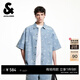 杰克·瓊斯（JACK&JONES）男裝夏季新款牛仔襯衫潮流百搭衣身滿(mǎn)印翻領(lǐng)短袖上衣225359001 E40淺牛仔藍 L