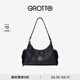 GROTTO個(gè)樂(lè )新款吐司hobo包植鞣羊皮腋下單肩斜挎軟包通勤禮物 經(jīng)典黑/古金 L