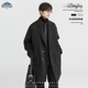 頂峰保羅（Dingfengbaoluo）韓版毛呢大衣男冬季中長(cháng)款加厚外套高級感雙排扣HK09啞光黑XL