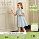 戴維貝拉（DAVE＆BELLA）女童公主裙旗袍兒童連衣裙小女孩裙子大童衣服夏裝童裙 淺藍色【現貨】 120 cm（建議身高110-120cm）