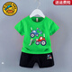 G.duck小黃鴨卡通薄款套裝男小童小孩子衣服夏天男孩短袖短褲運動(dòng)兩件套 綠色【挖掘機套裝】 100 碼【20-30斤】