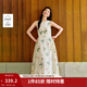 茵曼植物碎花女裝無(wú)袖連衣裙浪漫度假風(fēng)寬松2026夏季新品花苞長(cháng)裙子 杏色 S