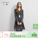 三彩2025冬季新款針織連衣裙V領(lǐng)長(cháng)袖百褶裙短裙A字裙氣質(zhì)M 巖灰 XL 170/92A