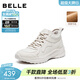 百麗（Belle）運動(dòng)風(fēng)休閑靴女冬季新款商場(chǎng)同款厚底增高高幫休閑鞋E6K1DDD5 米色-絨里 35 (225mm)