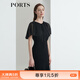 PORTS寶姿女裝 秋冬新品短袖中長(cháng)連衣裙LL9D108LWP093 黑色 M (6)