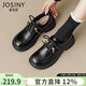 卓詩(shī)尼棕色英倫風(fēng)小皮鞋女2026春新款復古串珠女鞋子女士厚底單鞋樂(lè )福鞋 黑色【單里四季款】 38