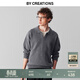 By Creations柏品山羊絨撞色毛衣男士海鷗領(lǐng)針織打底毛衫假兩件保暖套頭毛線(xiàn)衣 煙灰色 M