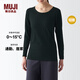 MUJI女式棉冬季圓領(lǐng)長(cháng)袖T恤打底衫女裝上衣肌底衣 秋衣 保暖內衣 黑色 L （165/88A）
