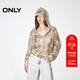 ONLY秋季設計感做舊連帽扎染螺紋V領(lǐng)針織衫女|124324021 C11 仙人球沙色 S (160) 80A