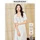 MAXRIENY復古小香風(fēng)泡泡袖襯衫花紗方領(lǐng)上衣修身顯瘦 本白 S 01/34
