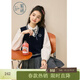 紫涵（ZIHAN）紫涵學(xué)院風(fēng)白色針織馬甲女2026春季新款絞花撞色疊穿v領(lǐng)馬夾背心 深藏青 L