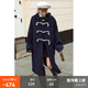 fano studios范洛Fano 連帽牛角扣毛呢大衣女2025冬學(xué)院風(fēng)中長(cháng)款寬松呢子外套 藏青色 S
