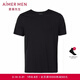 愛(ài)慕先生（AIMER MEN）休閑外穿打底V領(lǐng)短袖T恤男NS81B981 黑色 XL 180