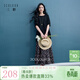 三彩2025秋季新款休閑套裝寬松套頭T恤碎花半身裙長(cháng)裙兩件套S 經(jīng)典黑 M 160/84A