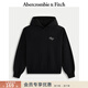 Abercrombie & Fitch美式復古經(jīng)典LOGO百搭抓絨落肩袖連帽衛衣25秋冬女裝152-5420 黑色 L (165/104A)
