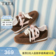 他她（TATA）緞面物語(yǔ)女鞋春季阿甘鞋休閑德訓鞋平底運動(dòng)鞋GXT03AM6 棕/粉 38