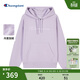 Champion冠軍連帽衛衣女秋季新款刺繡logo加絨上衣校園風(fēng)潮牌 淺紫色 M 