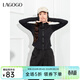 LAGOGO修身短外套女拉谷谷春秋新款運動(dòng)內搭通勤多元化彈力上衣 黑色(W1) S