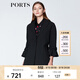 PORTS寶姿  新品商場(chǎng)同款毛呢大衣女優(yōu)雅喇叭袖翻領(lǐng)中長(cháng)大衣 黑色 S (4)