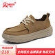 強人3515男鞋頭層牛皮休閑鞋新款輕便透氣男士板鞋棕色工裝鞋 黃色 41