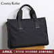 COWLEY KELLER男士手提包帆布公文包男商務(wù)通勤包大容量電腦包辦公律師包斜挎包 CK黑色 大號15.6寸 40*11*29cm