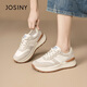 卓詩(shī)尼厚底增高休閑鞋女復古拼色透氣百搭運動(dòng)鞋配闊腿褲老爹鞋顯腳小 米/杏 36
