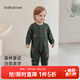 babylove【清倉】嬰幼兒針織連體衣春秋季刺繡毛線(xiàn)衣寶寶外出服保暖哈衣 花砂綠 90cm