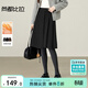 尚都比拉保暖毛呢半身裙女冬季設計感單側百褶A字裙高級感氣質(zhì)優(yōu)雅中長(cháng)裙1