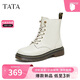 他她（TATA）2023冬休閑馬丁靴女靴WUY02DZ3 米白（單里）WUY02DZ4 37