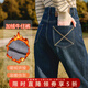 百圖betu女裝冬季新款牛仔褲加絨牛仔直筒褲顯瘦褲子女2411X03 牛仔色 L