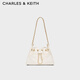 CHARLES&KEITH26夏季新品菱格鏈條單肩水桶包斜挎包CK2-10671894 Cream奶白色 M