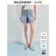 MAXRIENY【SGPR】精致日常淺牛仔藍小A型鏤空牛仔闊腿短褲夏 淺牛仔藍 S