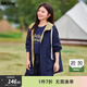 MsShe【戶(hù)外撞色連帽沖鋒衣】大碼女裝2026春季胖mm寬松防潑外套 藏青藍色現貨 2XL