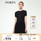 PORTS寶姿女裝21春夏新款針織圓領(lǐng)短袖連衣裙LL8K221FKD001 黑色 M