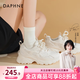 達芙妮厚底老爹鞋女2026新款秋冬加絨女鞋耐臟跑步鞋增高百搭休閑運動(dòng)鞋 米白色【6cm厚底】 36