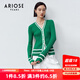艾諾絲雅詩(shī)ARIOSEYEARS春秋款時(shí)尚撞色條紋修身毛衫V領(lǐng)針織衫20218118 仙蹤綠 L