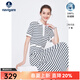 Navigare意大利小帆船條紋短袖連衣裙女夏季純棉顯瘦POLO裙百搭休閑長(cháng)裙 科技白/蘭 M 碼