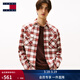 TOMMY JEANS秋冬男裝純棉微抓絨法蘭絨通勤復古漸變格紋長(cháng)袖襯衫外套 橙色格紋SZZ L
