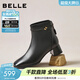 百麗（Belle）氣質(zhì)羊皮時(shí)裝靴女冬季新款商場(chǎng)同款高跟通勤優(yōu)雅短靴3LI44DD5 黑色-單里 36 (230mm)