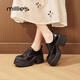妙麗（Millies）英倫風(fēng)厚底樂(lè )福鞋女2026春秋季新款漆皮小皮鞋小個(gè)子增高真皮單鞋 棕色 跟高7.5cm 35 (225mm)