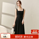 尚都比拉法式連衣裙中長(cháng)款女裝新款2024年夏天黑色休閑吊帶裙氣質(zhì)修身裙子 黑色 M