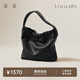 裘真云舒系列手拎云朵包植鞣羊皮休閑百搭小手提包女 黑色