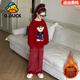 G.duck小黃鴨兒童秋冬保暖睡衣套裝2025新款女孩法蘭絨卡通小熊家居服 紅色卡通小熊套裝 140 碼（建議身高130-140cm）