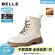 百麗（Belle）復古羊皮馬丁靴女冬季新款商場(chǎng)同款方跟休閑短靴E5S2DDD5 米色-絨里 37