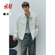 H&M男裝夾克春季底特律工裝翻折領(lǐng)法式長(cháng)袖通勤襯衫式外套1259798 白色 M 175/100