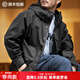 馬登工裝  美式休閑戶(hù)外運動(dòng)連帽機能外套抽繩黑色尼龍風(fēng)衣男 黑色 M